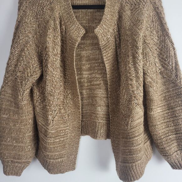 Lucky Brand Open Front Sweater XS Womens Long Sleeve Brown Chunky Knit Top - Picture 5 of 10